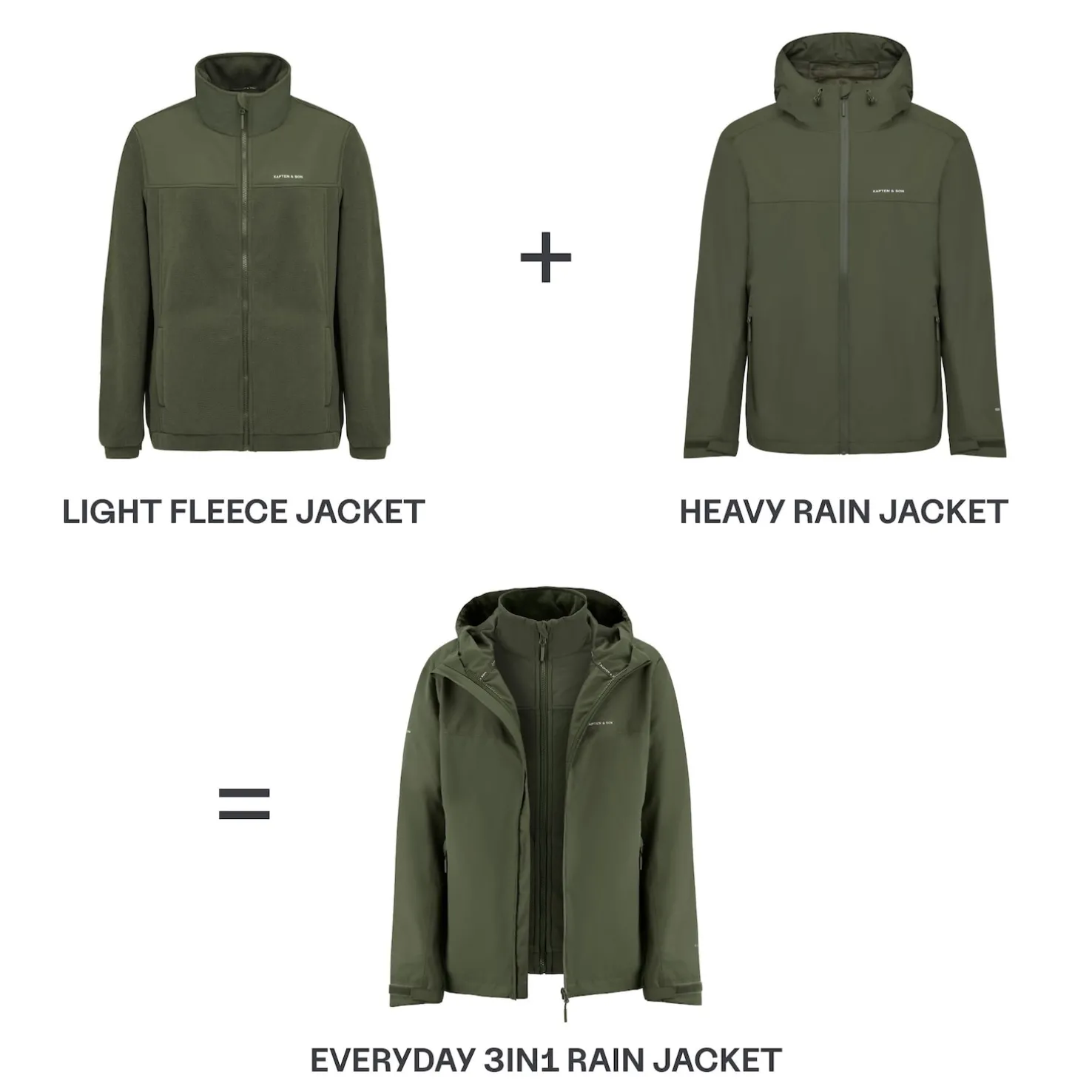 Everyday 3in1 Rain Jacket Olive