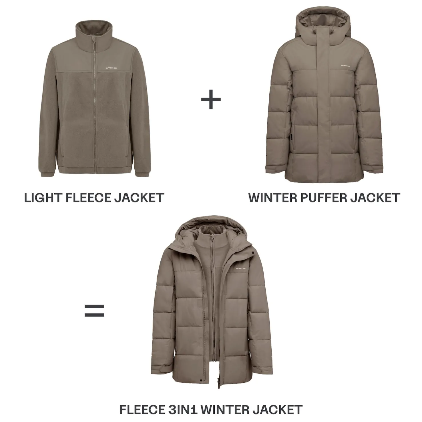 Fleece 3in1 Winter Jacket Taupe