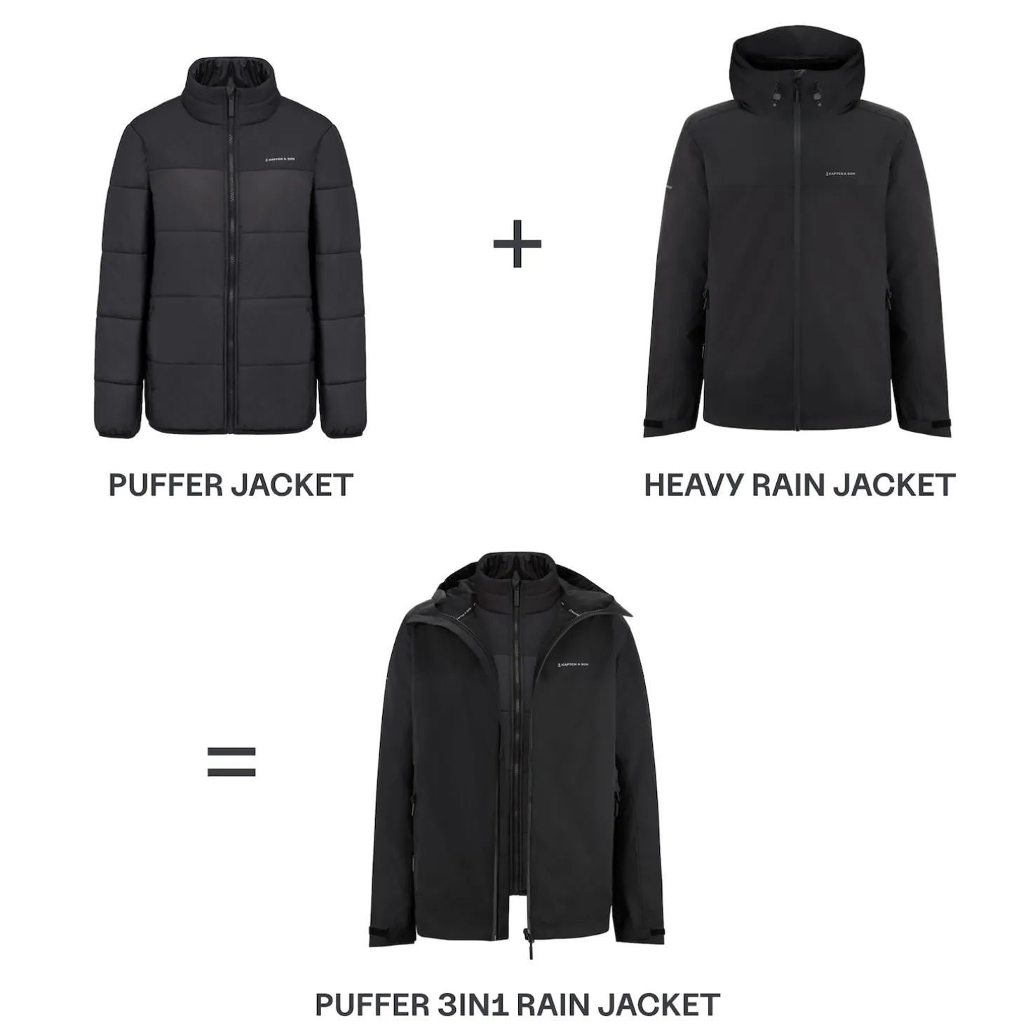 Puffer 3in1 Rain Jacket All Black