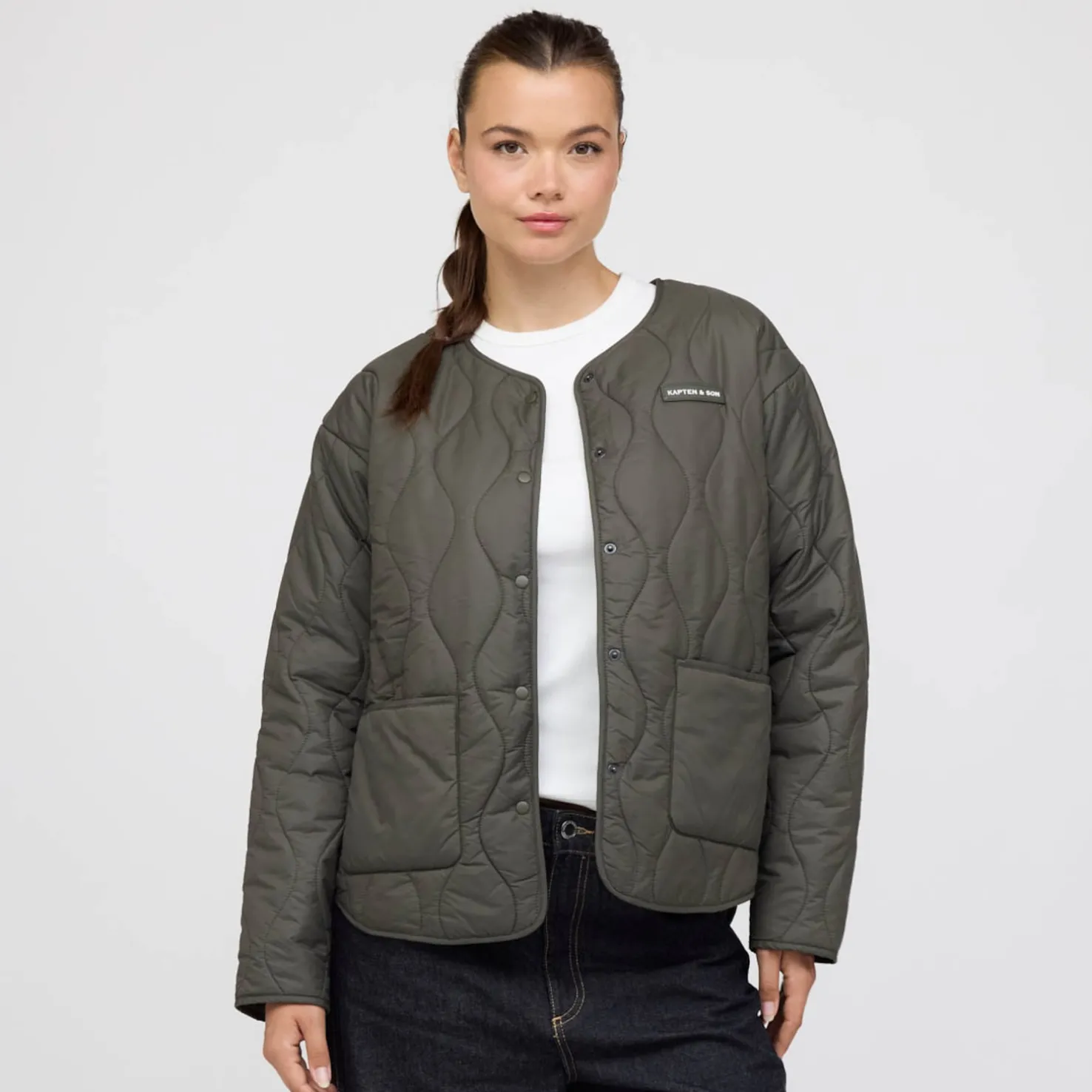 Quilted Light Puffer Jacket Khaki
