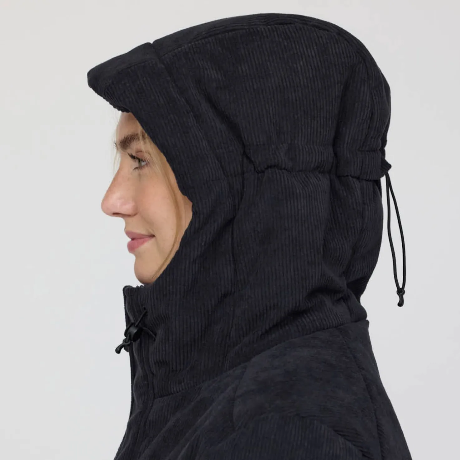 Winter Puffer Jacket Cord All Black